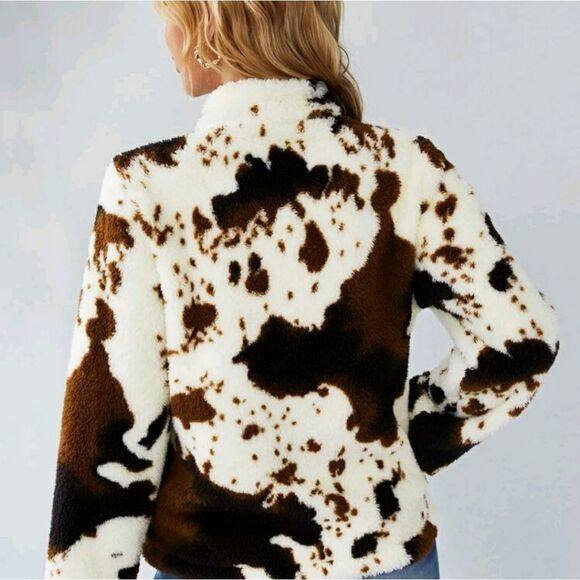 Graphic Pattern O-ring Zipper Fleece Jacket - Picture 2 of 6